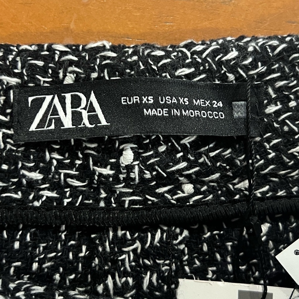 Zara black and white wide leg trouser pants size XS NWT - Picture 7 of 9